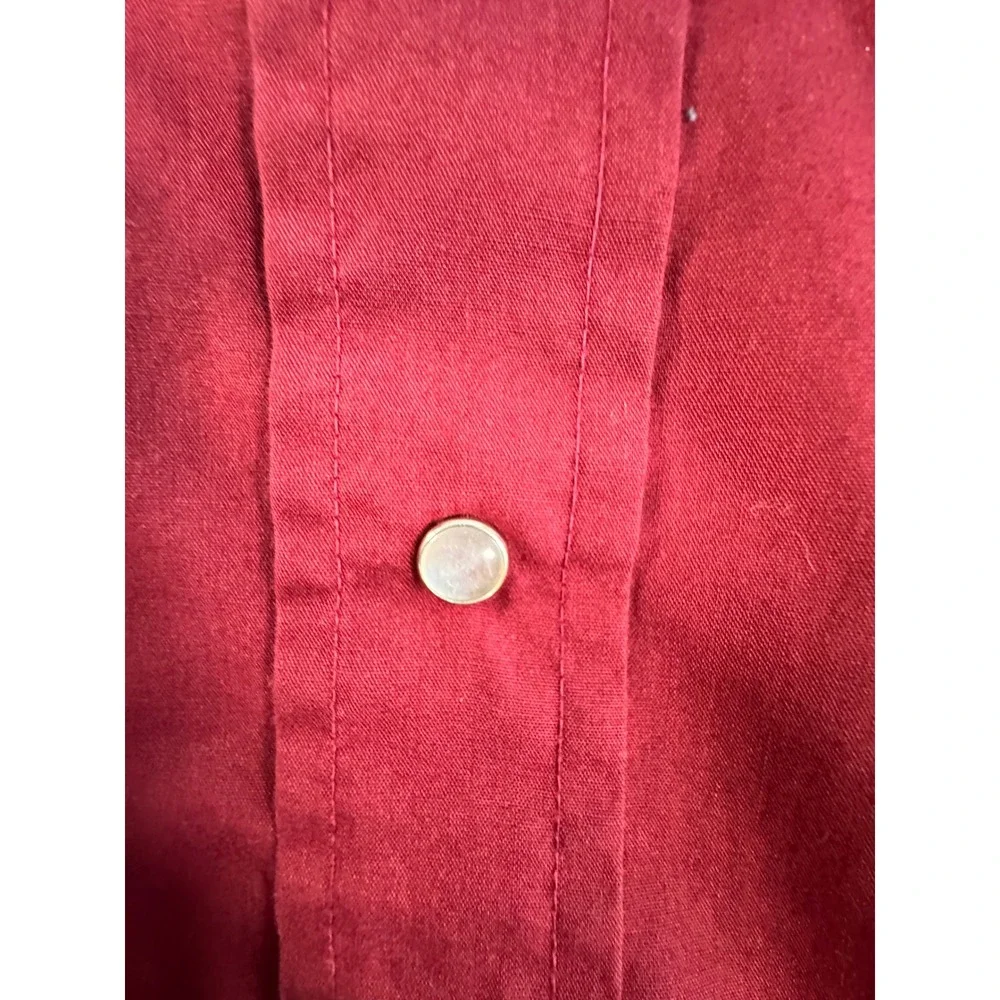 Vintage Pardners Mens Burgundy Red Western Pearl Snap Long Sleeve Shirt Korea